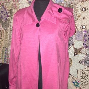 Jersey soft feel pink open w/1 black button closure
